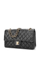 Chanel Classic Double Flap Bag i Size Medium Sort Lammeskinn