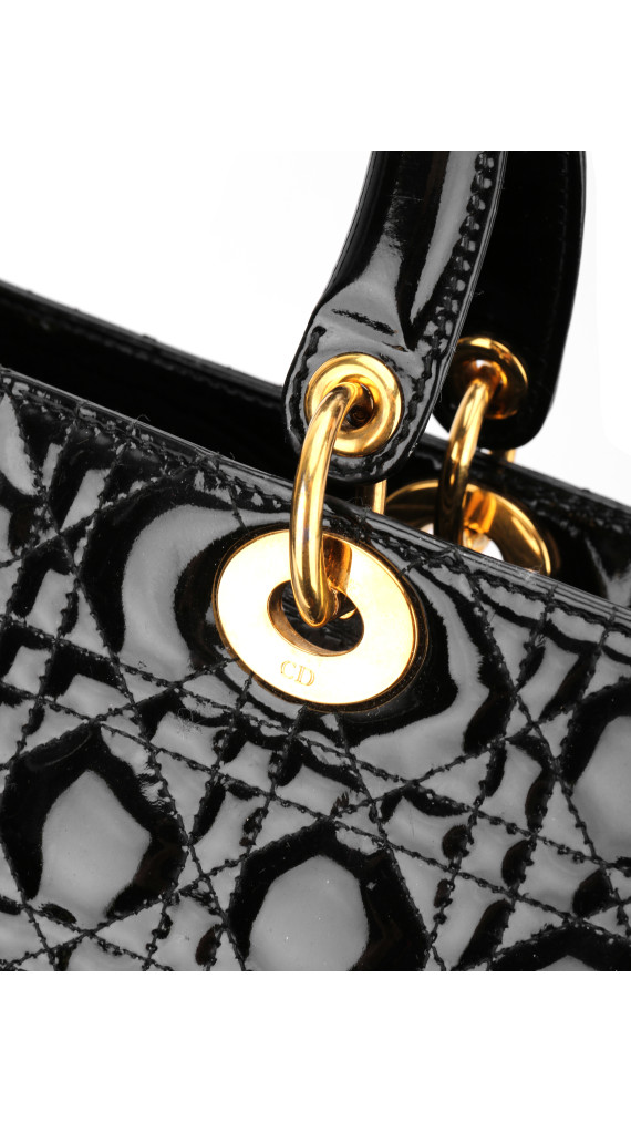 Lady Dior Size Large i Patent leather