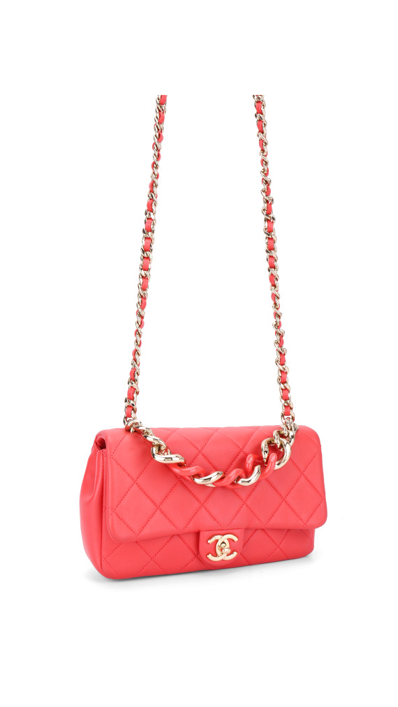 Chanel Single Flap Bag with large bi color chain