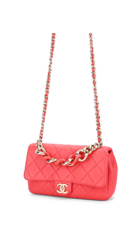 Chanel Single Flap Bag with large bi color chain