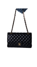 Chanel Classic Double Flap Bag i Size Medium Sort Lammeskinn