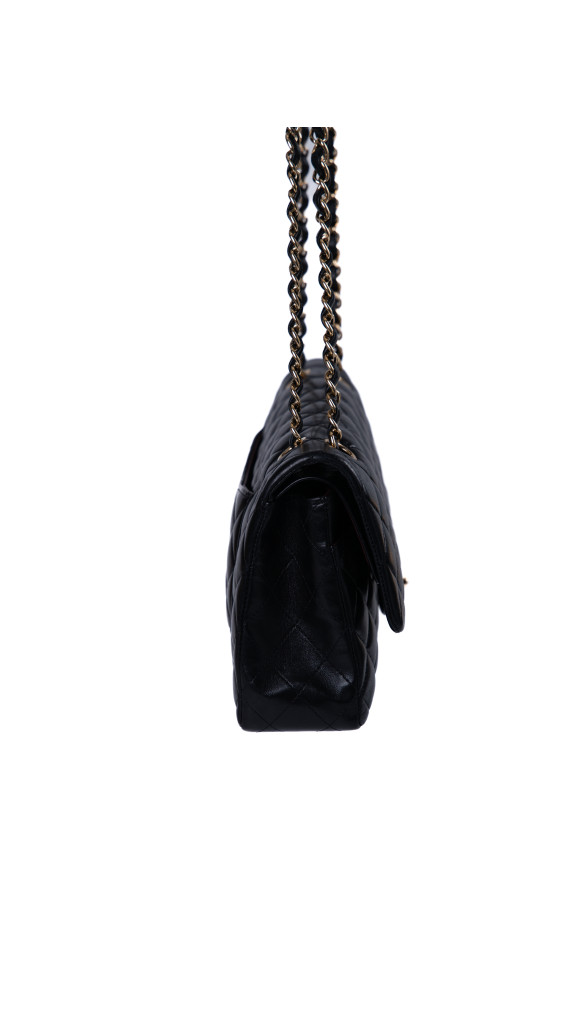 Chanel Classic Double Flap Bag i Size Medium Sort Lammeskinn