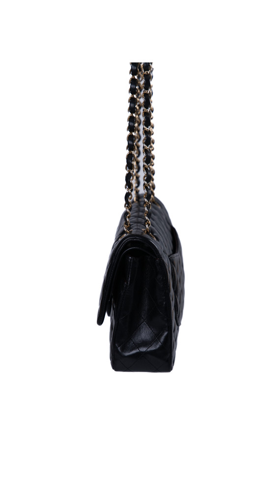 Chanel Classic Double Flap Bag i Size Medium Sort Lammeskinn