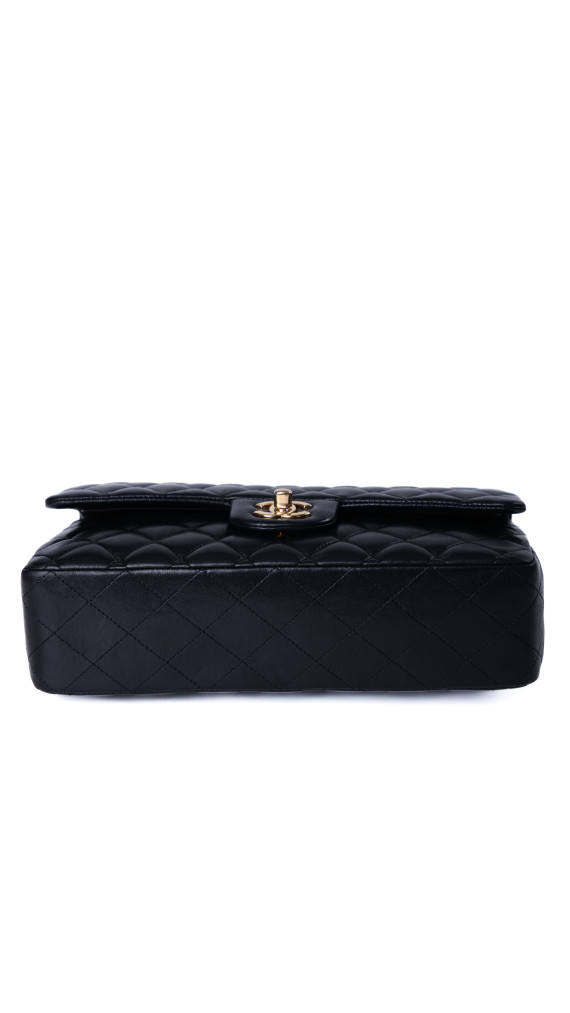 Chanel Classic Double Flap Bag i Size Medium Sort Lammeskinn