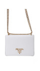 Prada Bauletto Saffiano Leather Shoulder Bag i Hvit