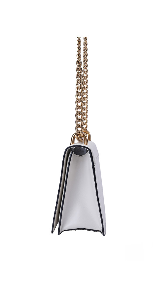 Prada Bauletto Saffiano Leather Shoulder Bag i Hvit