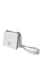 Prada Bauletto Saffiano Leather Shoulder Bag i Hvit