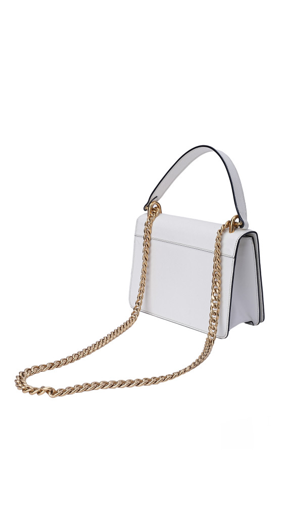 Prada Bauletto Saffiano Leather Shoulder Bag i Hvit
