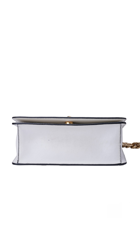 Prada Bauletto Saffiano Leather Shoulder Bag i Hvit