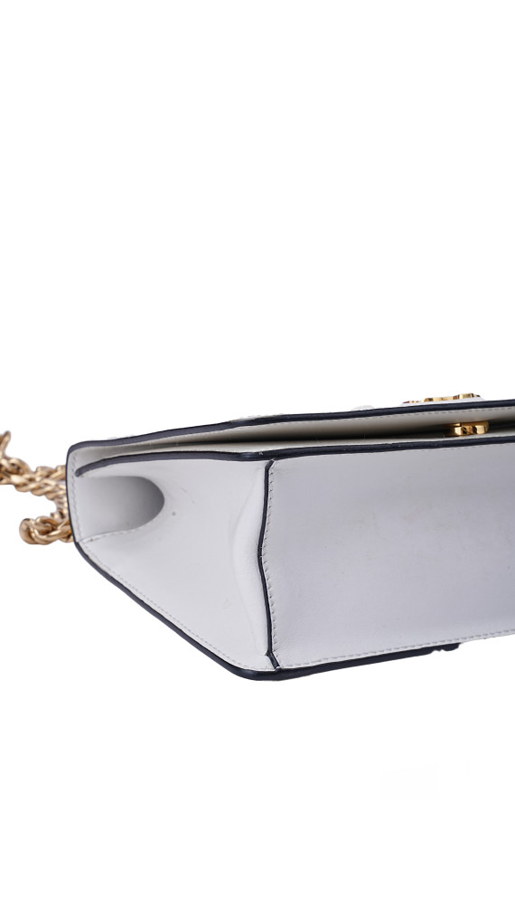 Prada Bauletto Saffiano Leather Shoulder Bag i Hvit