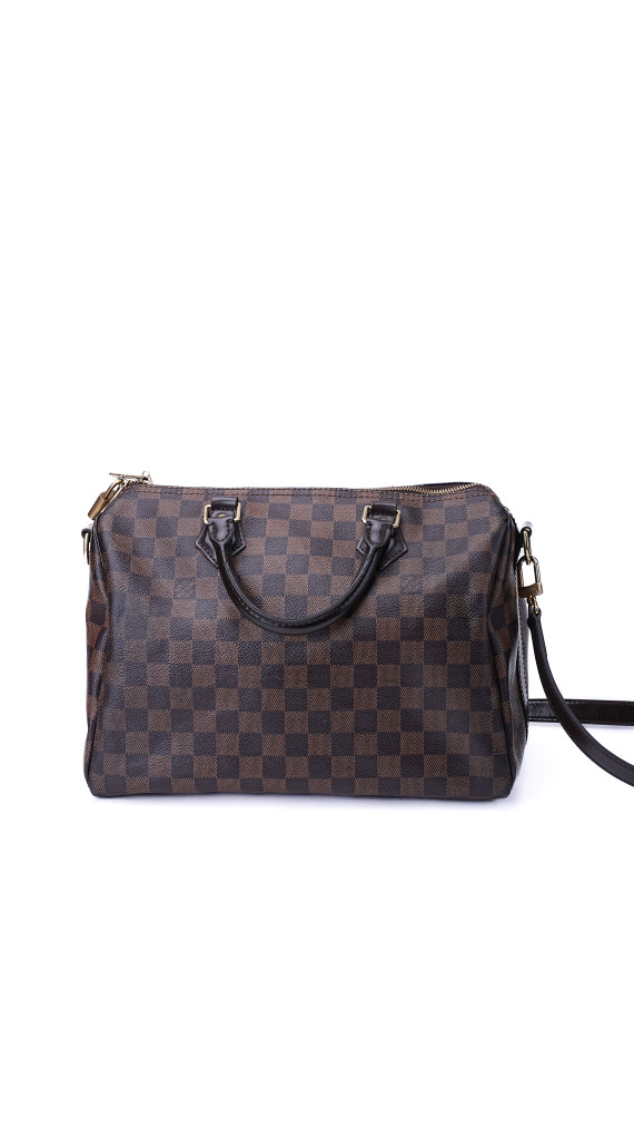 Louis Vuitton Damier Ebene Speedy 30 Crossbody Shoulder Bag