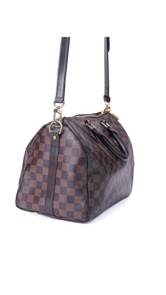 Louis Vuitton Damier Ebene Speedy 30 Crossbody Shoulder Bag