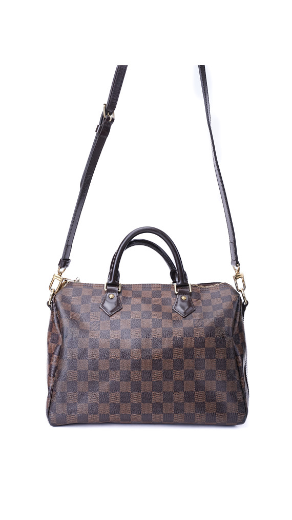 Louis Vuitton Damier Ebene Speedy 30 Crossbody Shoulder Bag