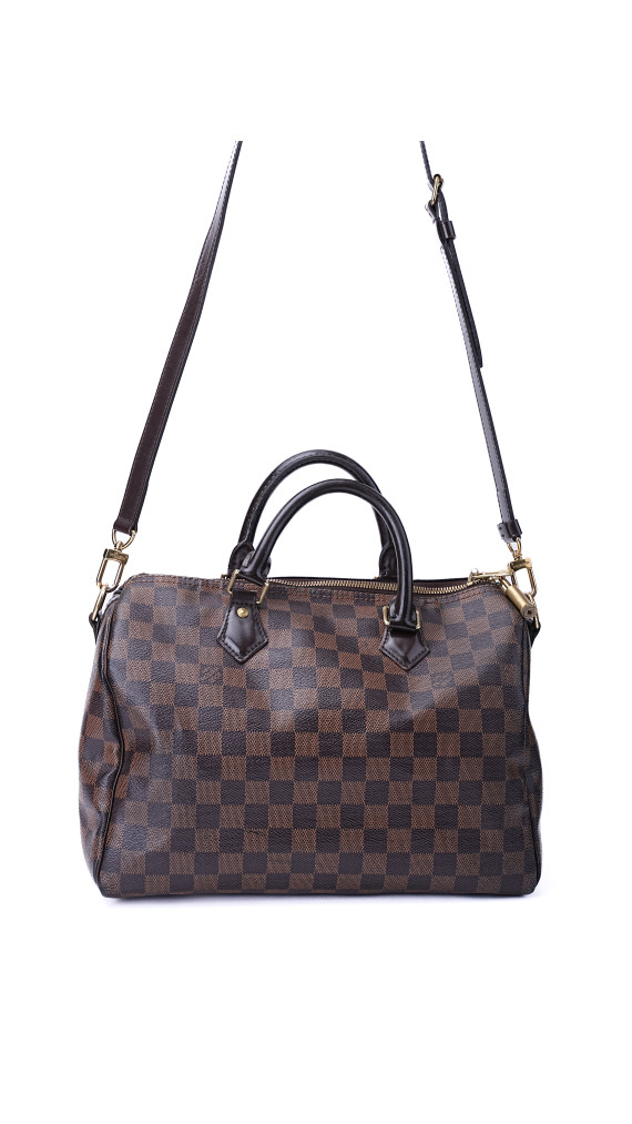 Louis Vuitton Damier Ebene Speedy 30 Crossbody Shoulder Bag