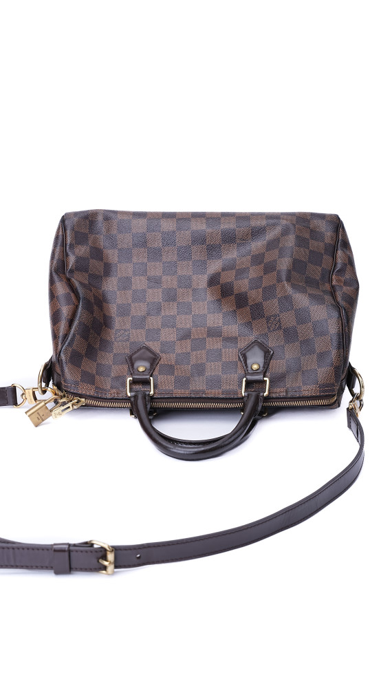 Louis Vuitton Damier Ebene Speedy 30 Crossbody Shoulder Bag