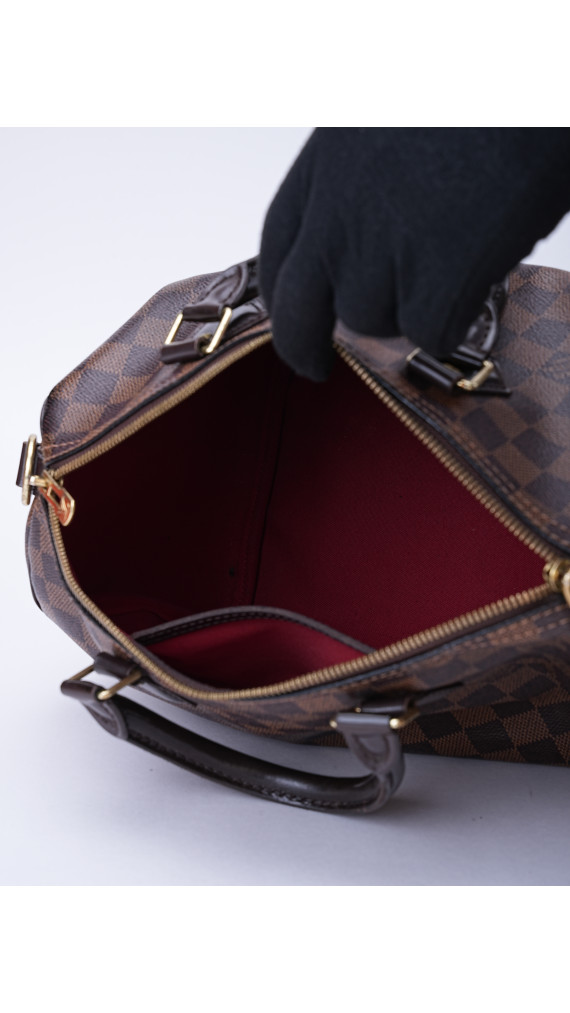 Louis Vuitton Damier Ebene Speedy 30 Crossbody Shoulder Bag
