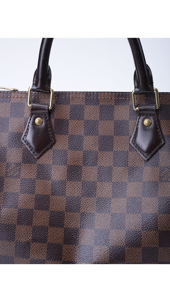 Louis Vuitton Damier Ebene Speedy 30 Crossbody Shoulder Bag