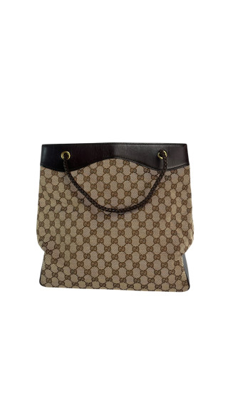 Gucci GG Canvas Tote Bag med lærdetaljer