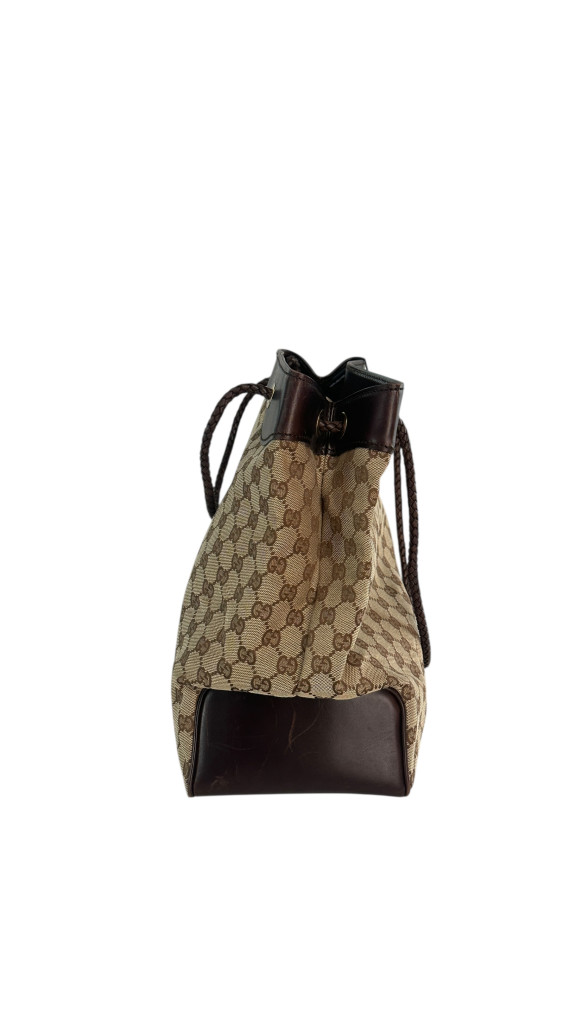 Gucci GG Canvas Tote Bag med lærdetaljer