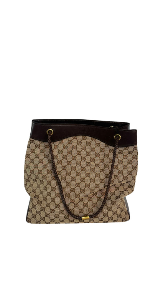 Gucci GG Canvas Tote Bag med lærdetaljer