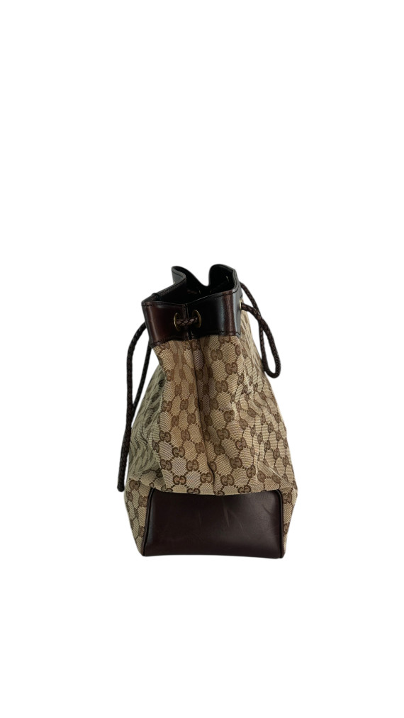 Gucci GG Canvas Tote Bag med lærdetaljer