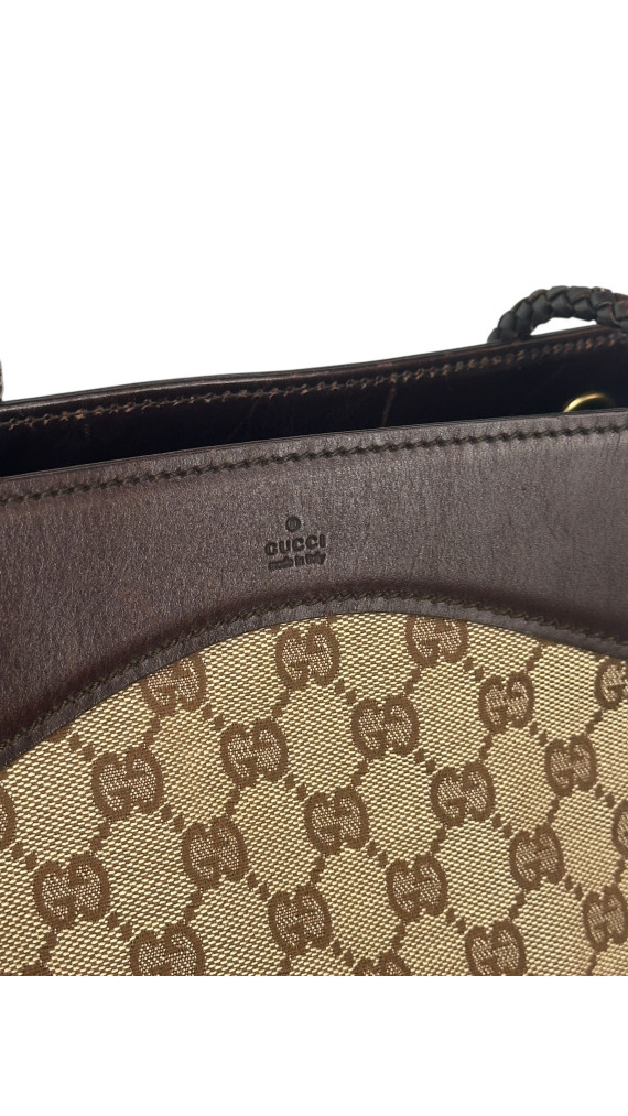 Gucci GG Canvas Tote Bag med lærdetaljer