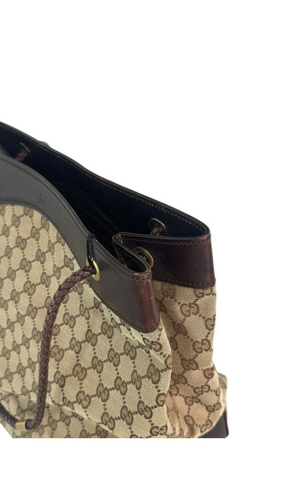 Gucci GG Canvas Tote Bag med lærdetaljer