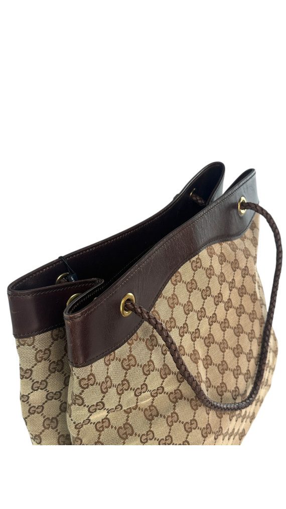 Gucci GG Canvas Tote Bag med lærdetaljer