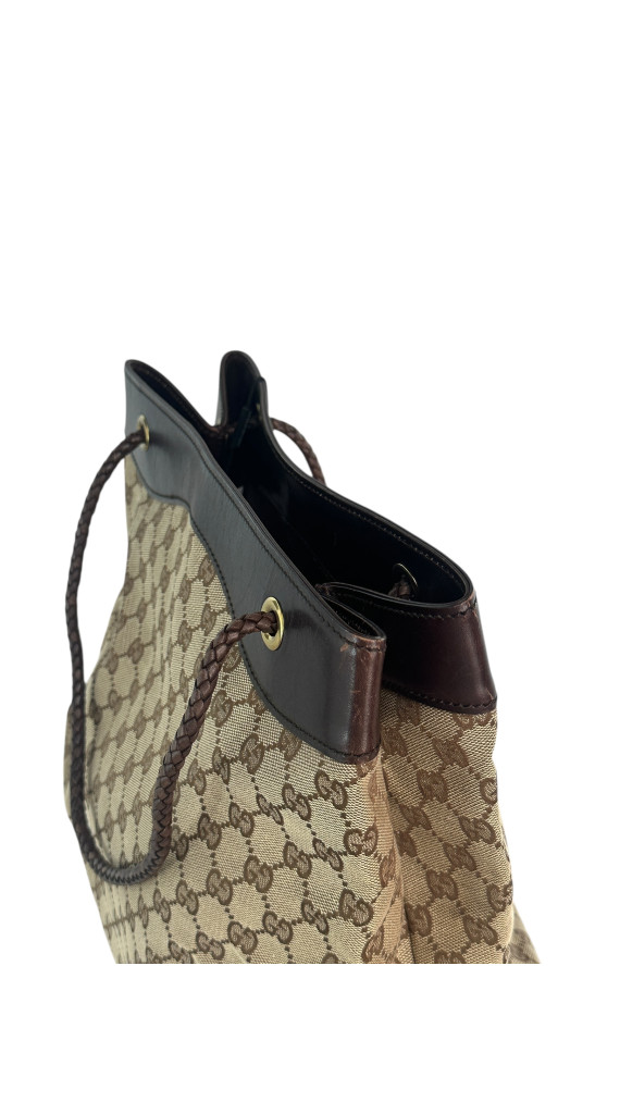 Gucci GG Canvas Tote Bag med lærdetaljer