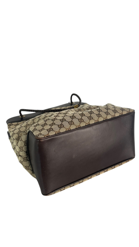 Gucci GG Canvas Tote Bag med lærdetaljer