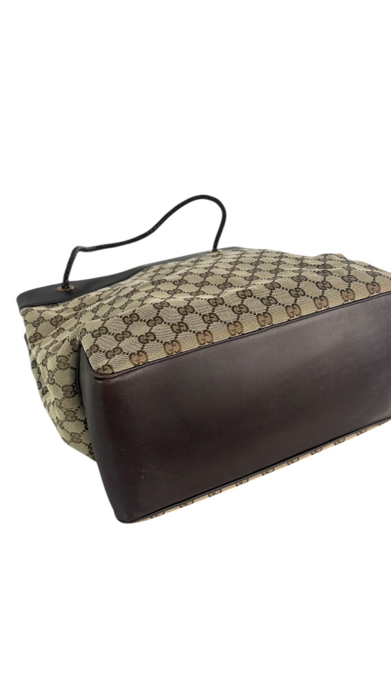 Gucci GG Canvas Tote Bag med lærdetaljer