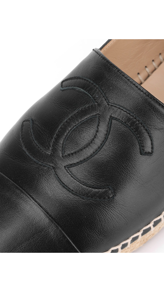 Chanel Espadrilles – Sort Skinn med CC-logo