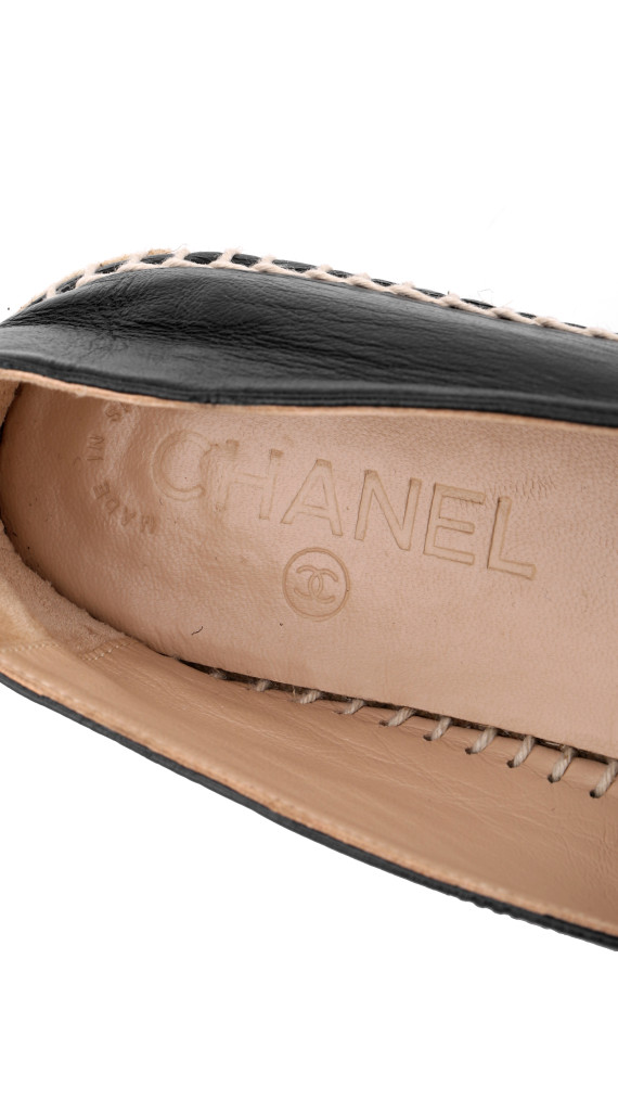 Chanel Espadrilles – Sort Skinn med CC-logo