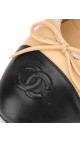 Chanel Ballerinasko – Beige Sort Skinn med CC-logo