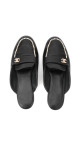 Chanel Slip-on Loafers – Sort Skinn med CC-logo og Perledetaljer