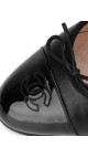 Chanel Ballerina Flats – Sort Skinn & Lakktå med CC-logo