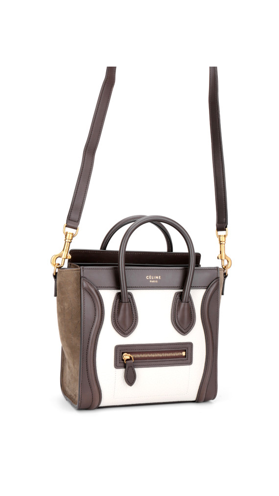 Celine Luggage Tote Tricolor Skinn med Crossbody Stropp