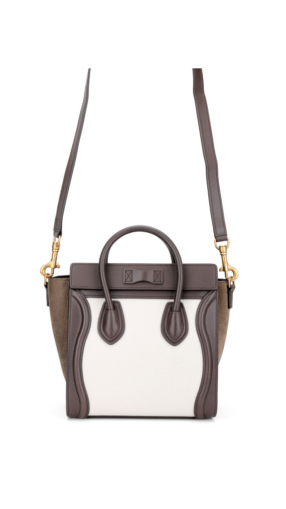 Celine Luggage Tote Tricolor Skinn med Crossbody Stropp