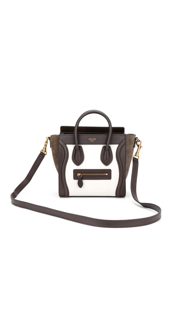 Celine Luggage Tote Tricolor Skinn med Crossbody Stropp