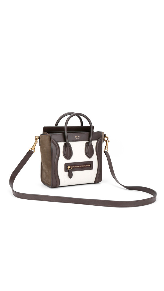 Celine Luggage Tote Tricolor Skinn med Crossbody Stropp