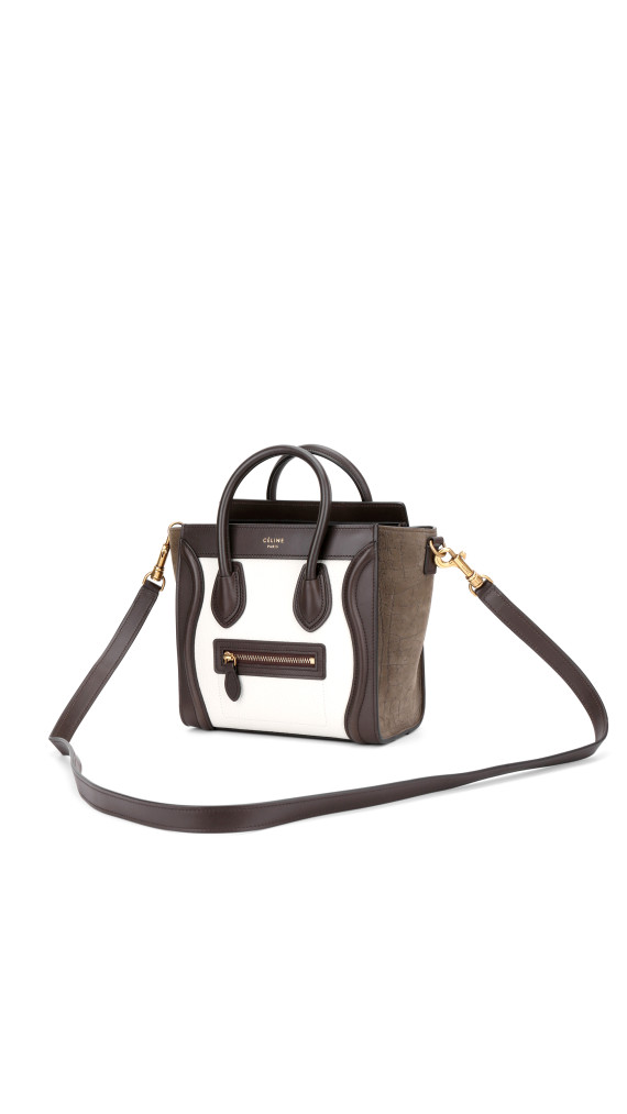 Celine Luggage Tote Tricolor Skinn med Crossbody Stropp
