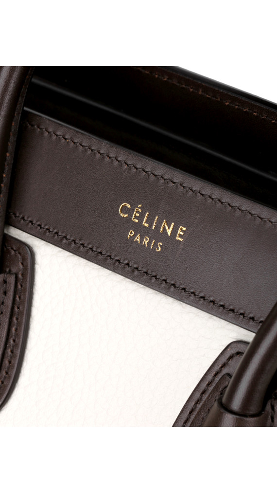 Celine Luggage Tote Tricolor Skinn med Crossbody Stropp