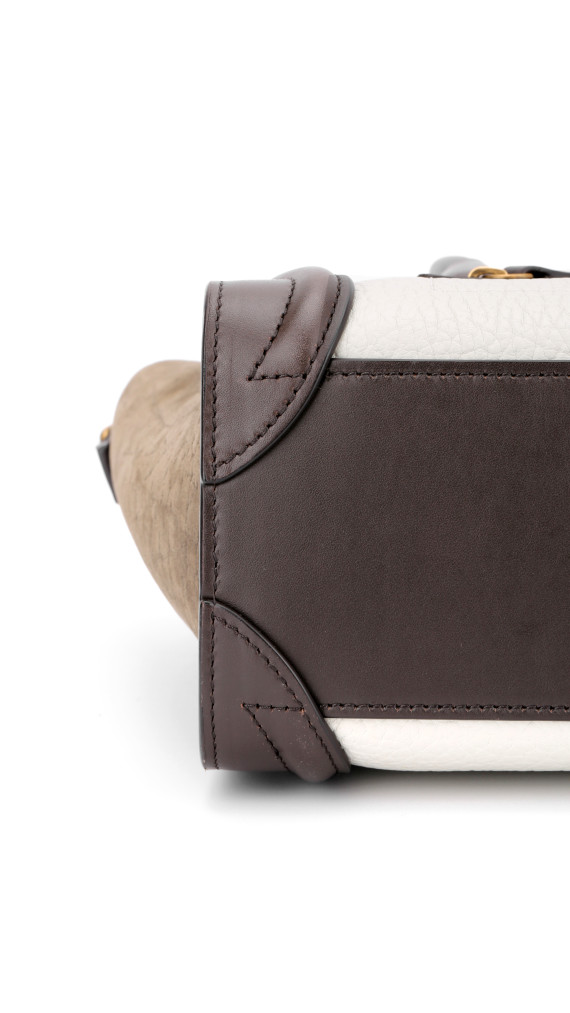 Celine Luggage Tote Tricolor Skinn med Crossbody Stropp