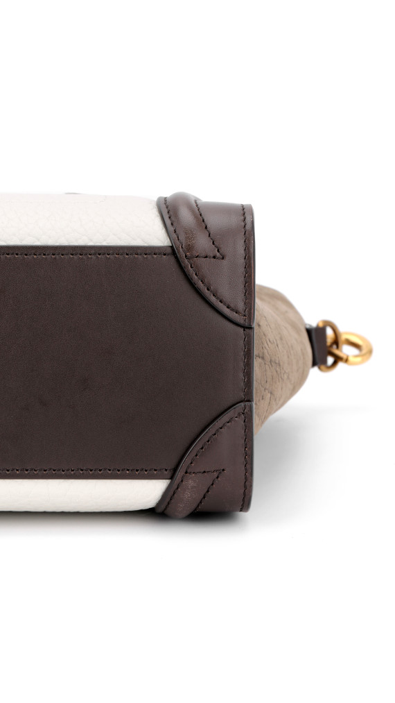 Celine Luggage Tote Tricolor Skinn med Crossbody Stropp