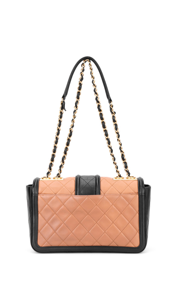 Chanel Two Tone Flap Bag Beige Sort Skinn
