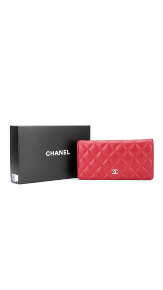 Chanel Lommebok  Lammeskinn Rød