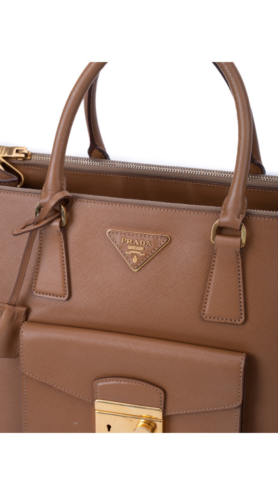 Prada Saffiano Shoulder Bag Karamellbrun