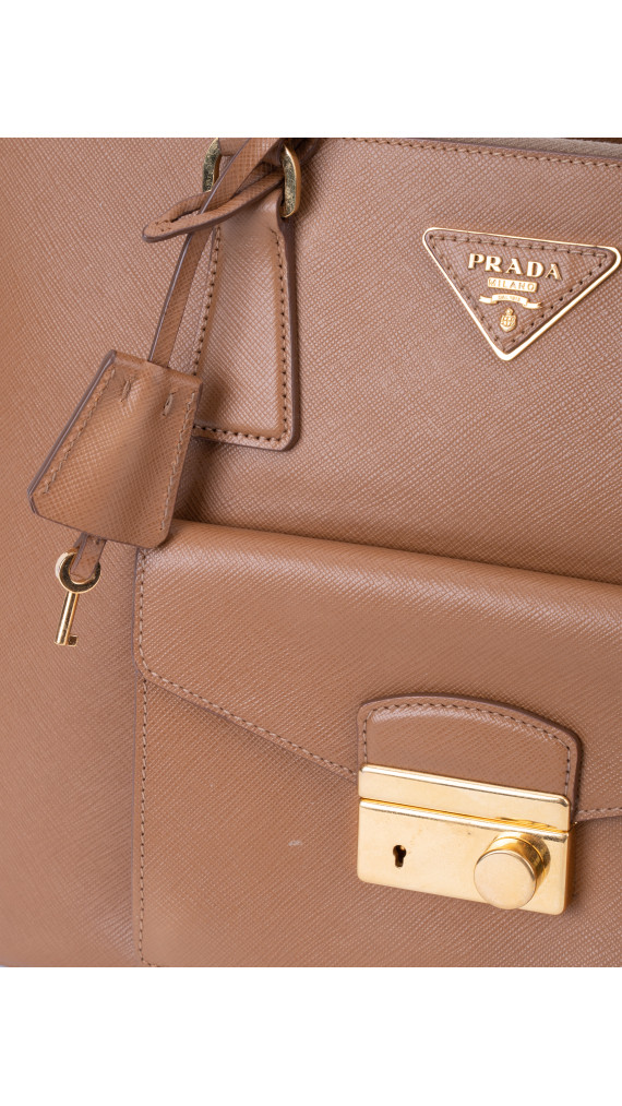 Prada Saffiano Shoulder Bag Karamellbrun