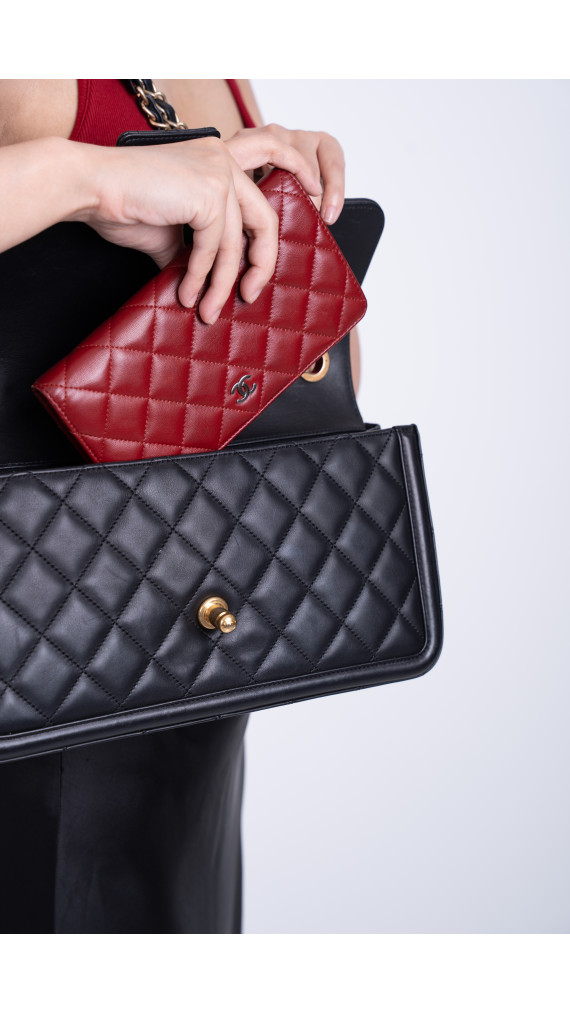 Chanel Lommebok  Lammeskinn Rød