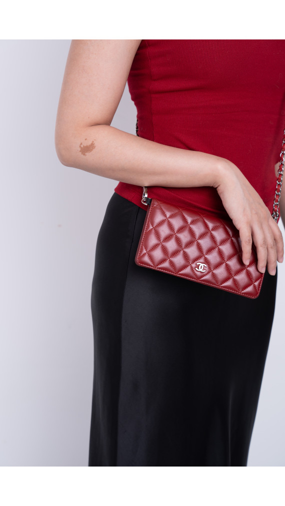 Chanel Lommebok  Lammeskinn Rød